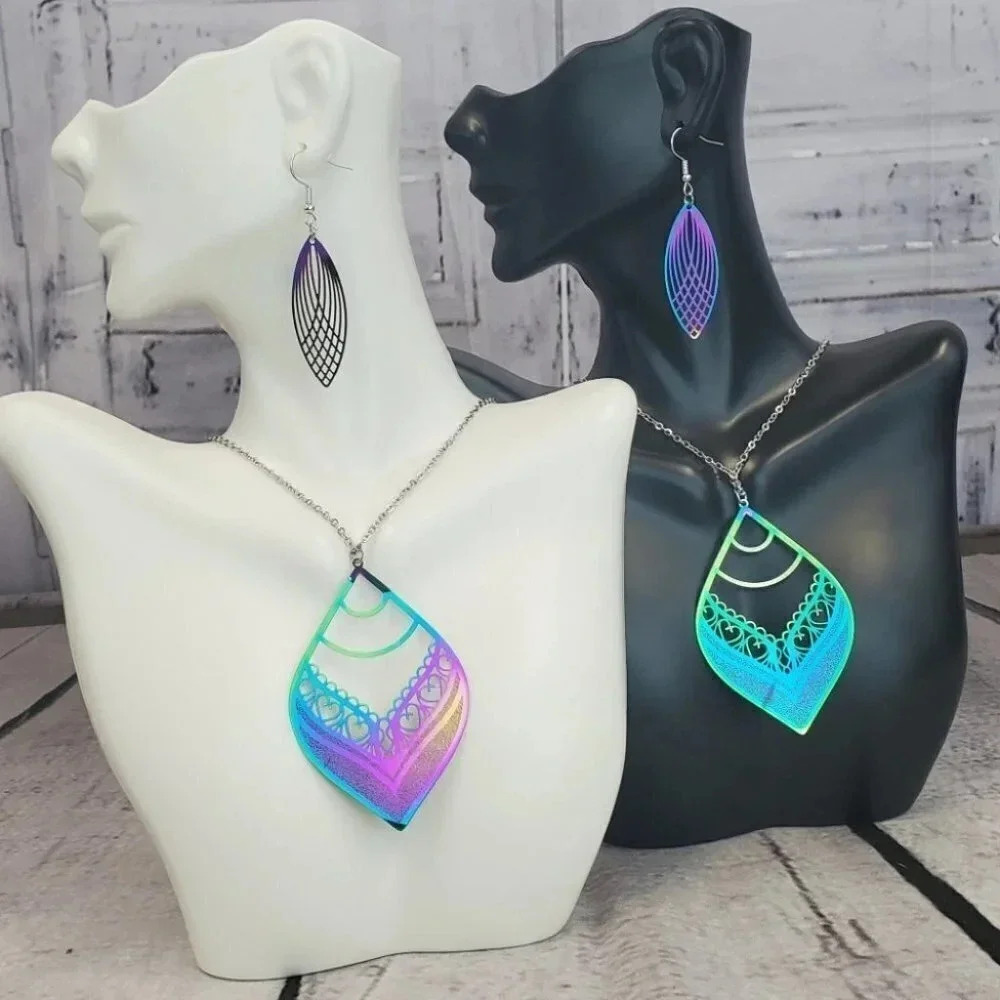 Iridescent Earring and Necklace Set